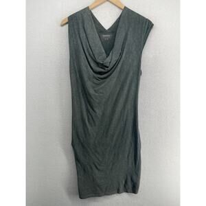 ALLSAINTS Dress 8 Brogue Bodycon Mini Drape Cowl Neck Sleeveless Cotton Gray